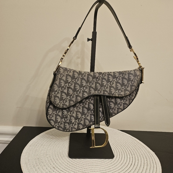 Vintage Dior Saddle Bag John Galliano Era Oblique Canvas - Picture 2 of 16